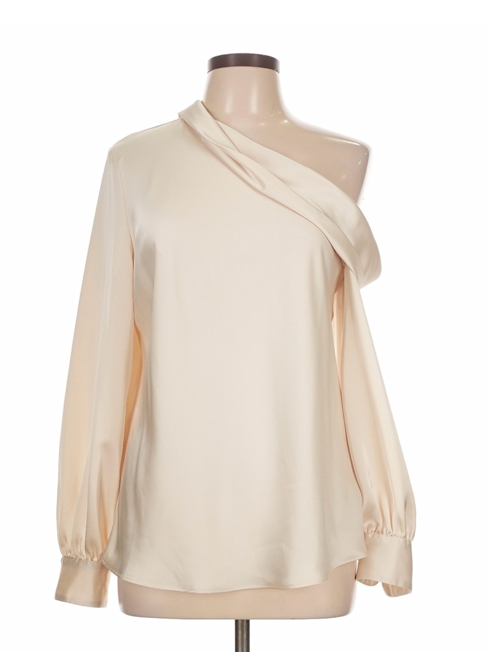 Ralph Lauren One-Shoulder Cream Satin Blouse